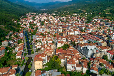 Aerial view of Florina city in northern Greece.の写真素材