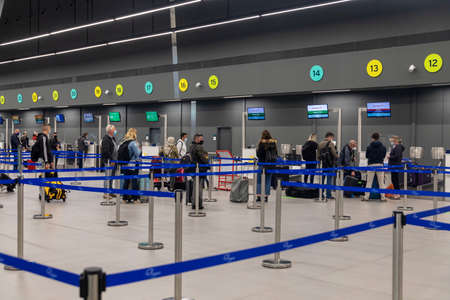 Thessaloniki, Greece - April 23, 2021. The interior of the new Terminal of Thessaloniki Makedonia...