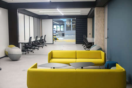 Thessaloniki, Greece,12 October 2021: Interior view of new Pfizer's center for Digital Innovation and Business Operations and Services. Creative and entertaining environmentのeditorial素材