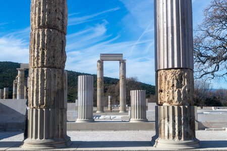 Vergina, Greece -January 5, 2024: The Palace of Aigai following 16 years of restoration. The palace...
