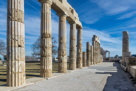 Vergina, Greece -January 5, 2024: The Palace of Aigai following 16 years of restoration. The palace...