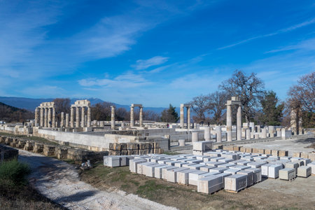 Vergina, Greece -January 5, 2024: The Palace of Aigai following 16 years of restoration. The palace...