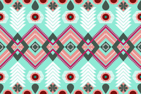 Geometric ethnic natural seamless pattern traditional Design for background, carpet, wallpaper, clothing, fabric, wrapping, textile, vector illustrationのイラスト素材
