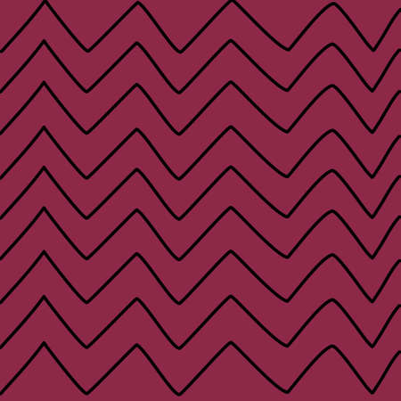 Seamless pattern with black zigzag lines on a purple background