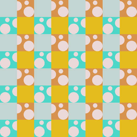 seamless pattern with circles polka dots with checked blue and green vector
