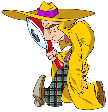The detective goes with a magnifier and searches for vestiges of the crimeのイラスト素材