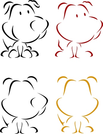  The illustration shows a funny puppy in different poses  Puppy is made as a contour のイラスト素材