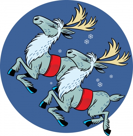 The illustration shows a pair of reindeerのイラスト素材