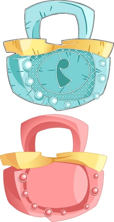 The illustration shows two hinged closed lockのイラスト素材