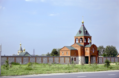 the building of an orthodox church in the suburbsの写真素材