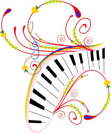 In the illustration abstract drawing with piano and music key のイラスト素材