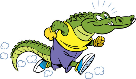 The illustration shows the crocodile, which deals sports running. のイラスト素材