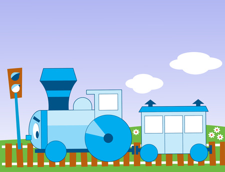 The illustration shows a funny cartoon locomotiveのイラスト素材