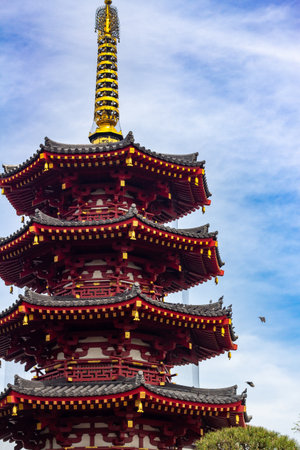 Pagoda in the Buddhist temple of Kawasaki, Japan.の写真素材