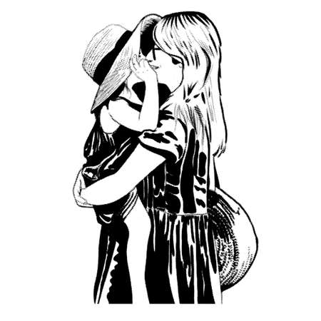 Mom with her daughter in her arms. Vectorのイラスト素材