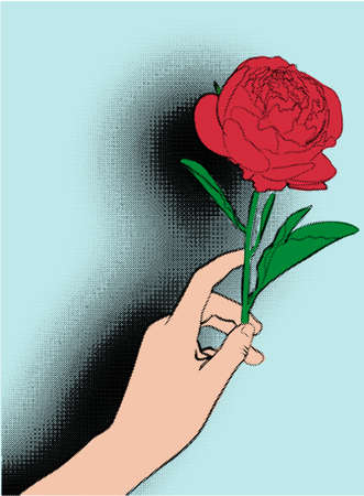 Rose in hand on a white background. Color. Vector.のイラスト素材