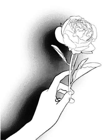 Rose in hand on a white background. Vector.のイラスト素材