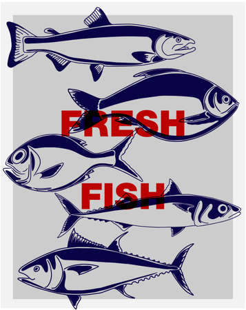 Set of drawings of different seafood. Good quality handmade. Engraving. Can be repainted in a different color.のイラスト素材