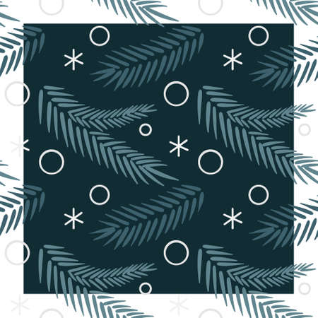 Christmas pattern with Christmas tree branches and snow. Colored. You can change the pattern color...