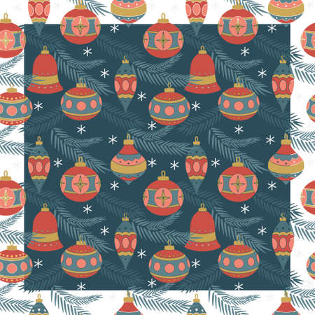 Pattern of Christmas tree decorations. Suitable for sewing patterns, postcards and wrapping paper.のイラスト素材