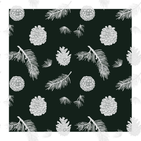 Christmas pattern with Christmas tree branches, cones. Colored. You can change the pattern color and...