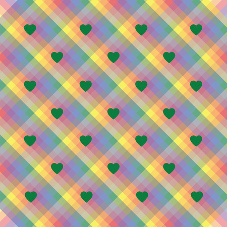 A seamless rainbow stripes pride wallpaper with hearts in colors of the LGBT flag movements, valentine's illustration, greeting card vectorのイラスト素材