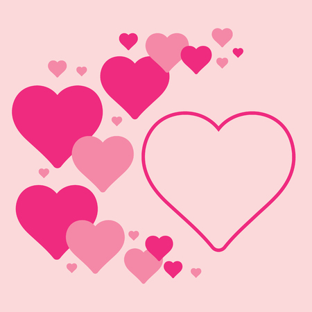Hearts pattern, symbol background. Valentine's day and Mother's day print banner, pink, red colors. Wedding cardのイラスト素材