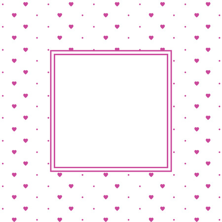 Hearts pattern background with frame in the shape of square for text. Valentine's day and Mother's day greeting card - pink, red colors. Banner, invitation or labelのイラスト素材