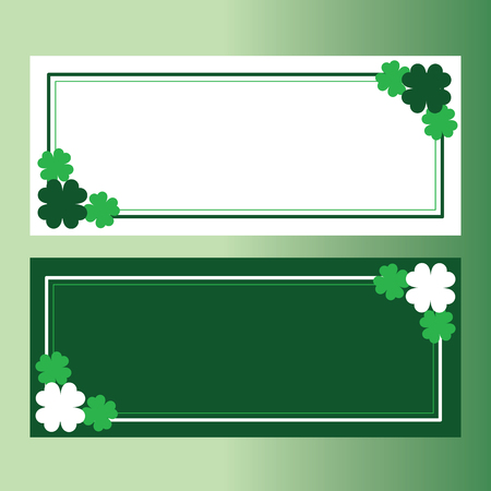 Green seamless pattern with clovers, shamrock leaves for St. Patrick's Day. Holiday symbol with frame, border for text, for greeting cards, banner or invitationのイラスト素材