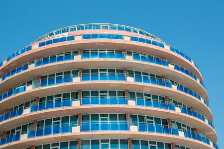 St Constantine and Elena, Bulgaria, August 24 2019 - View of hotel, urban building block with...