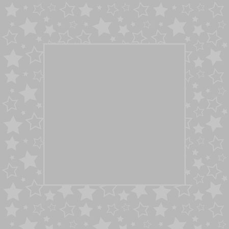 Frame with blank space for text. Border of silver stars. gray background. Vector for Christmas and New Year greeting card, banner, invitation, packaging design, illustration patternのイラスト素材