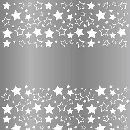 Frame with blank space for text. Border of white stars. silver background. Vector for Christmas and New Year greeting card, banner, invitation, packaging design, illustration patternのイラスト素材
