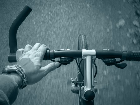 Mountain bike handlebar detailの写真素材
