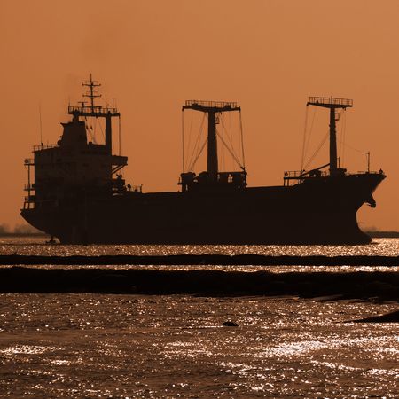 Industrial ship silhouetteの写真素材
