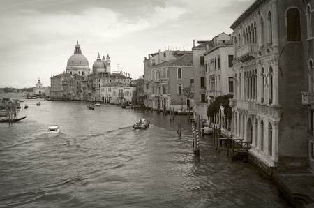 Venice: Canal Grande viewed from Accademia bridge, sepia tonedの写真素材