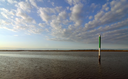 Natural lagoon at duskの写真素材