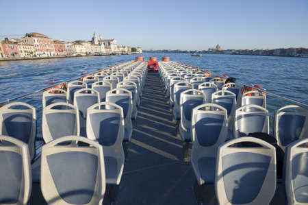 Venice, Italy  Giudecca Canal view from a cruising vaporettoのeditorial素材