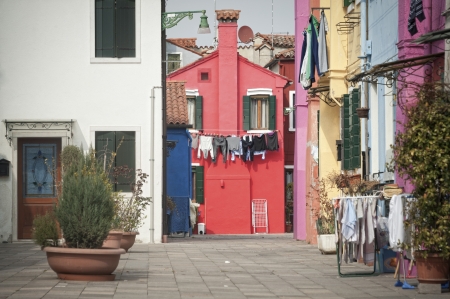 Colored houses in Burano, Italyのeditorial素材