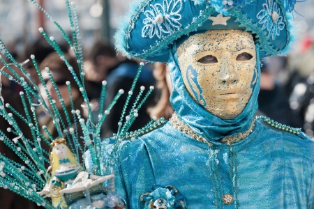 Venice, Italy - February 17, 2012: Mask posing in Saint Mark square during famous Venetian Carnival celebrations. Shot in Venice, Italyのeditorial素材
