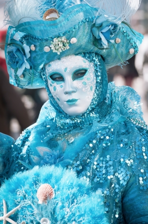 Venice, Italy - February 17, 2012: Mask posing in Saint Mark square during famous Venetian Carnival celebrations. Shot in Venice, Italyのeditorial素材