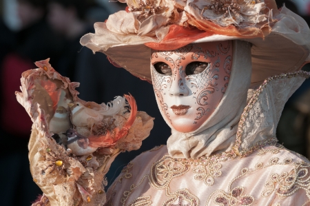 Venice, Italy - February 12, 2010: Mask posing in Saint Mark square during famous Venetian Carnival celebrations. Shot in Venice, Italyのeditorial素材