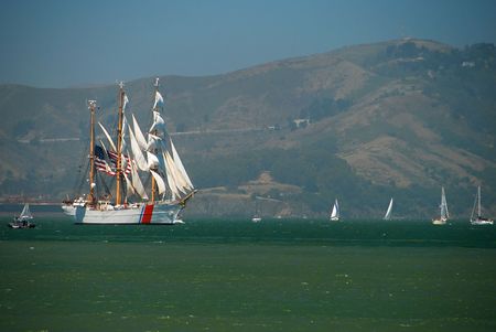 Large Sailboat Sailing