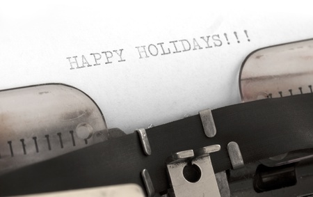 happy holidays on typewriterの写真素材
