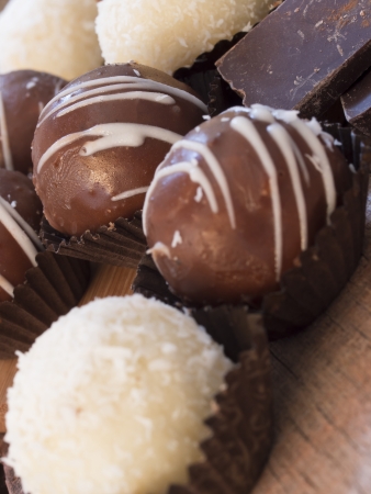 coconut and chocolate ballsの写真素材