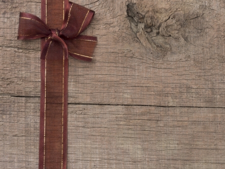 bow on the wooden backgroundの写真素材