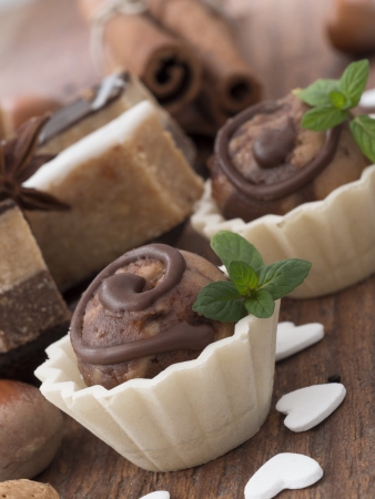 chocolated mini cakesの写真素材