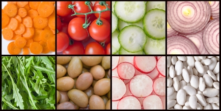 collage of vegetables for salad の写真素材