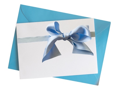 blank paper note with ribbonの写真素材