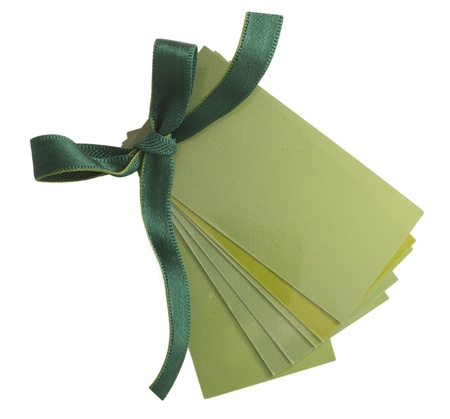 green tags with bowの写真素材