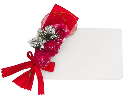 note with red ribbonの写真素材